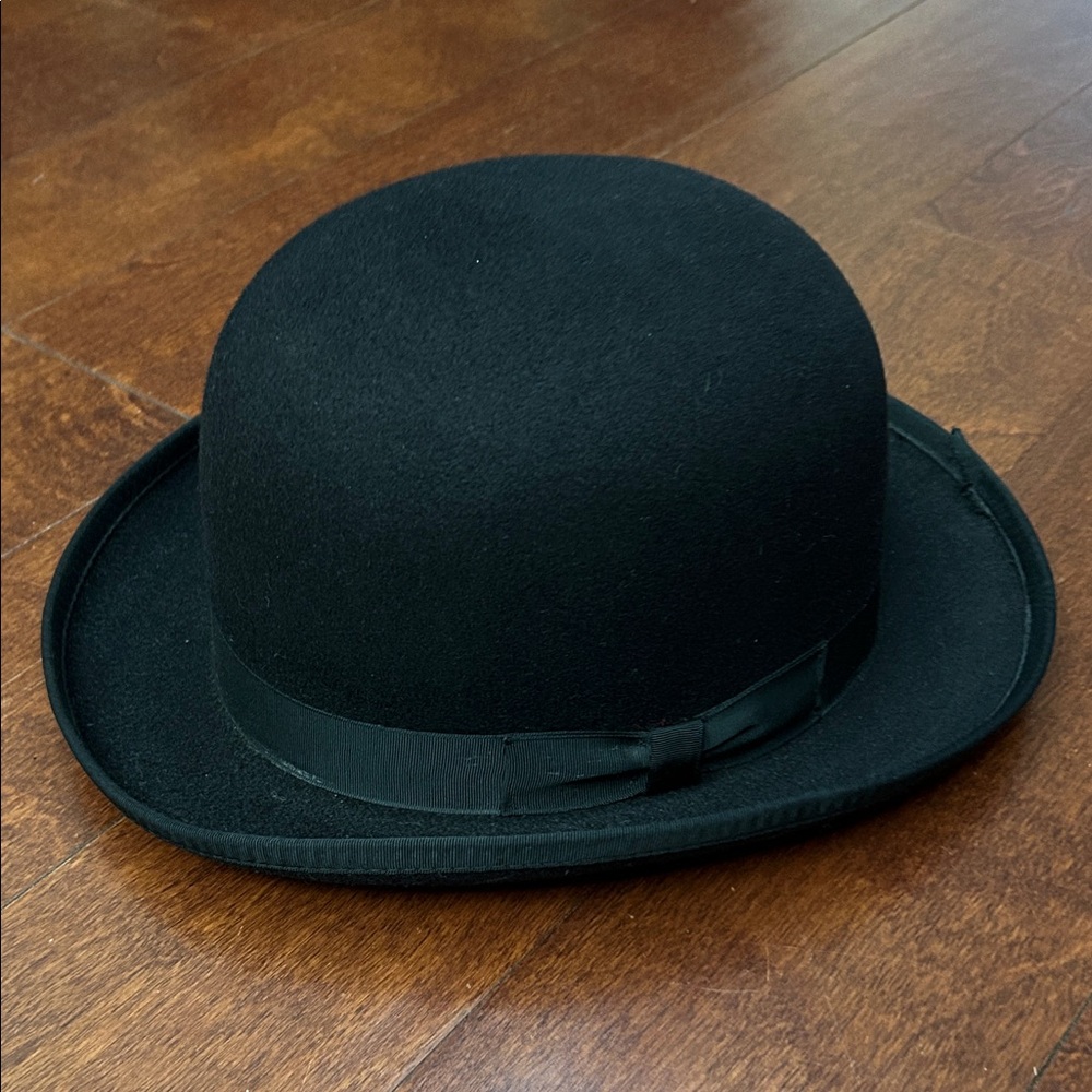 Vintage Men’s Dorfman Pacific Co. Black 100% Wool Bowler Derby Hat, Size 7 3/8